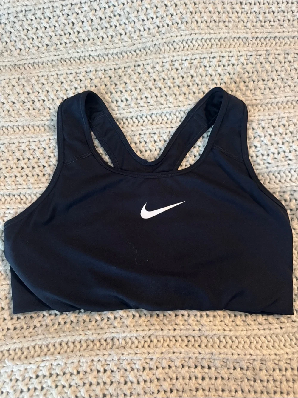 Nike Navy Racerback Sports Bra with White Swoosh